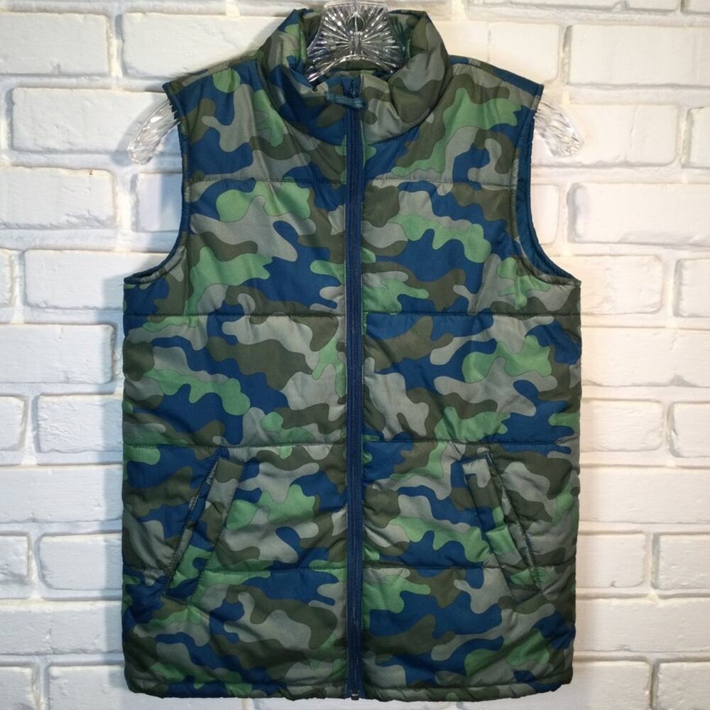 Lands’ End Camo print Puffer Vest Medium 10/12